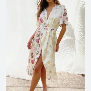 Never fully dressed Peace and Love kimono Wrap Dress sz 4 small hippie boho